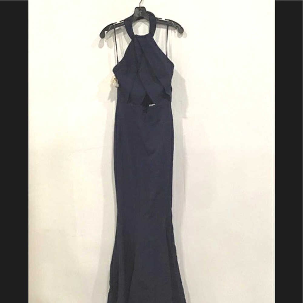 Fame and Partners Woman’s Navy Blue Fornal Dress Gown 4 cy